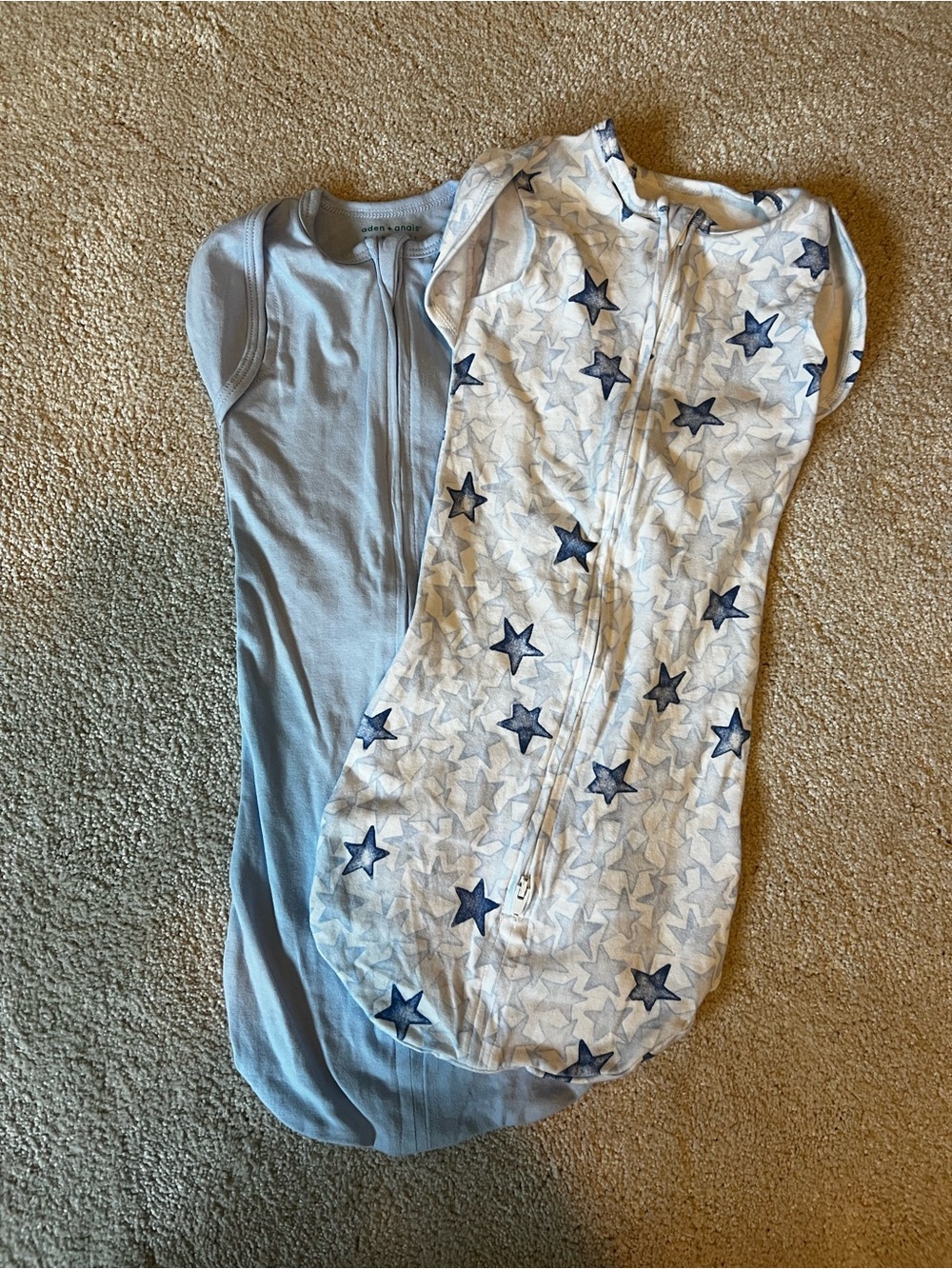 aden + anais Light Blue and Navy Star Sleep Swaddle Duo- Brand New, Never worn